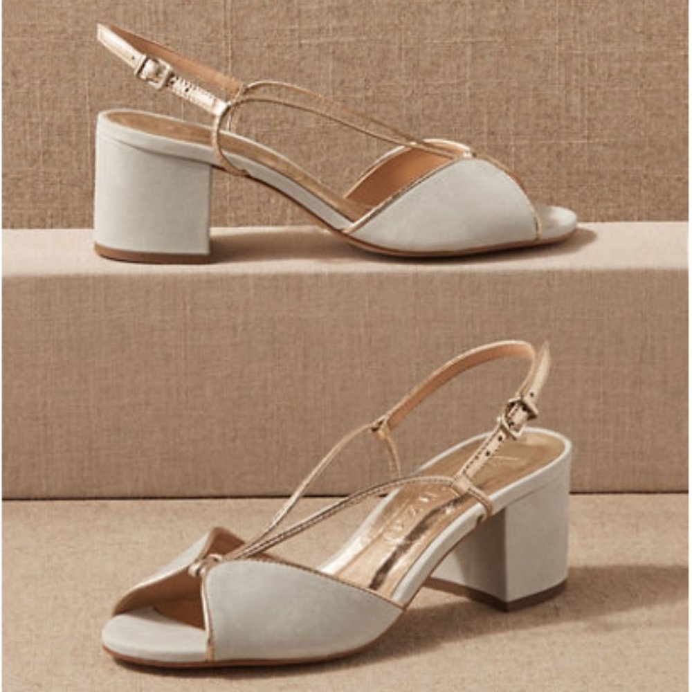 BHLDN Vicenza Rooney Blue Suede Shoes - Block Heel - Bridal Something Blue